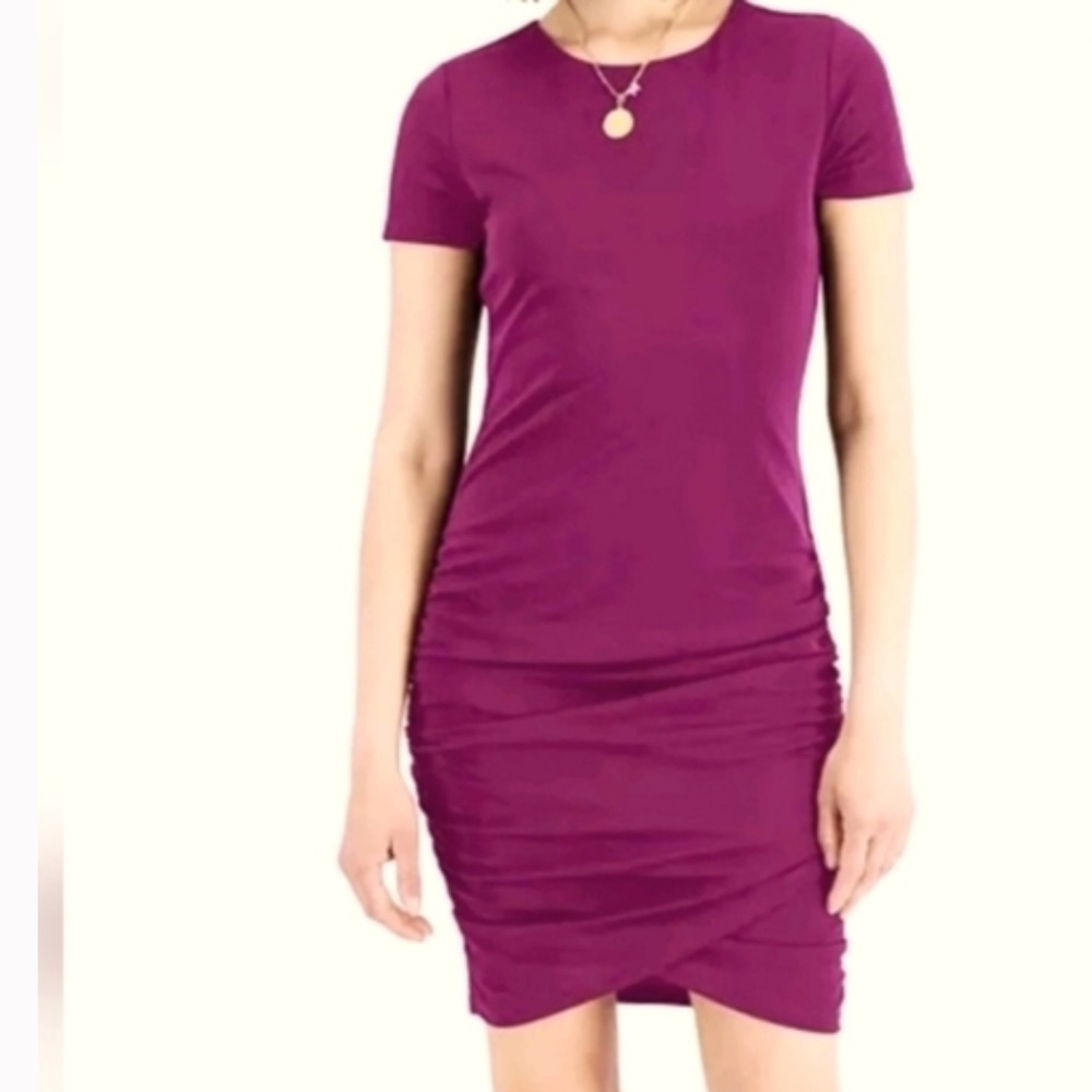 Express Fuchsia Ruched Body Con Dress Size XL